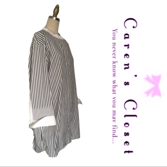 NWOT Lafayette 148 Marianna Saxony Stripe Blouse - Picture 3 of 6